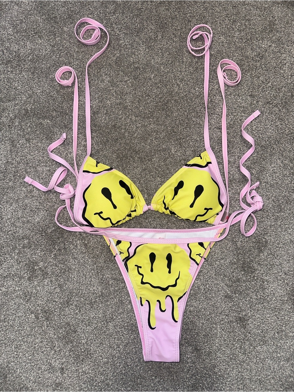 Pink & Yellow Smiley Bikini Set